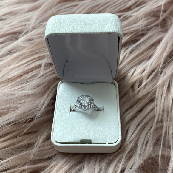 3.2 Ct. t.w. Created White Sapphire and Diamond accent Halo Ring - Picture 5 of 9